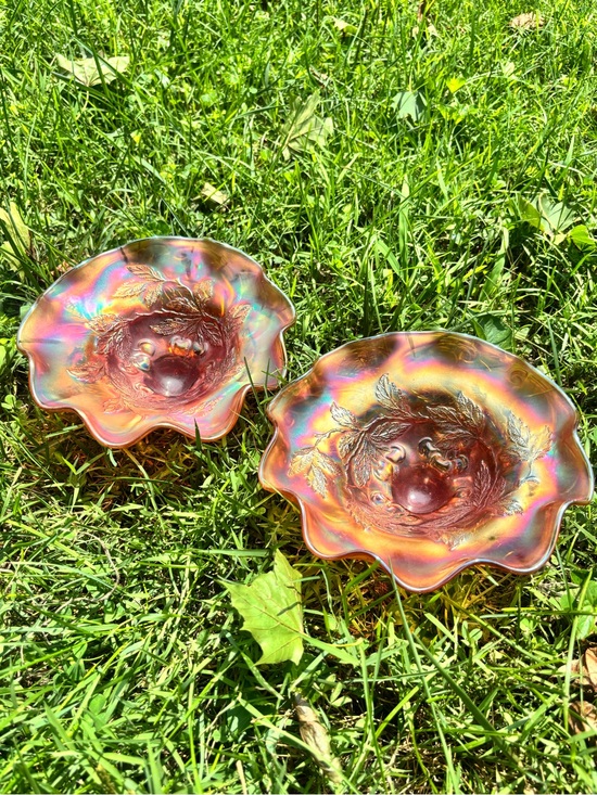 Antique Other - ANTIQUE MARIGOLD CARNIVAL GLASS BOWLS. CHERRY PATTERN.